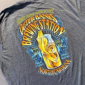 Outer Banks Brewing Station NC Graphic T-Shirt Mens 2XL Gray Surf Beer Tee